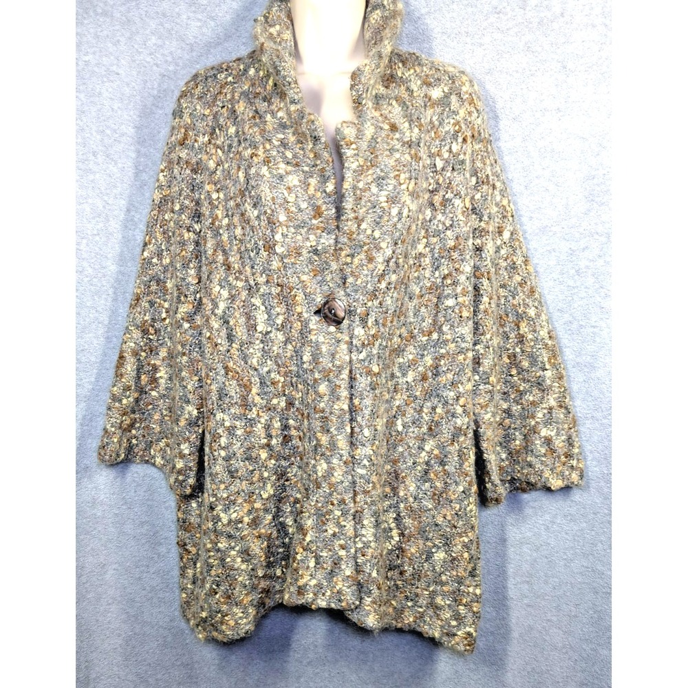 Susan Bristol Sweater Jacket 2X Boucle Cardigan Mohair Alpaca Wool Blend Relaxed